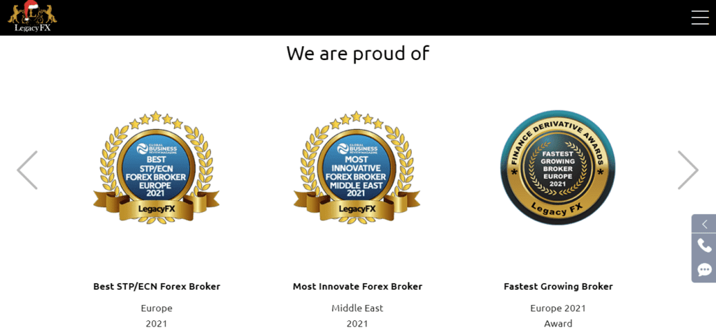 Awards of the Legacyfx broker