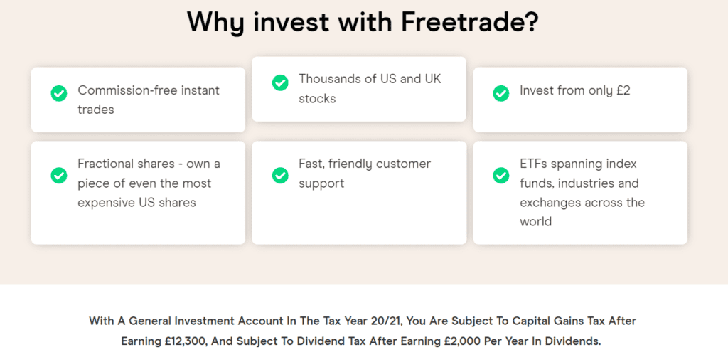 A Screenshot of features of GIA in Freetrade io website