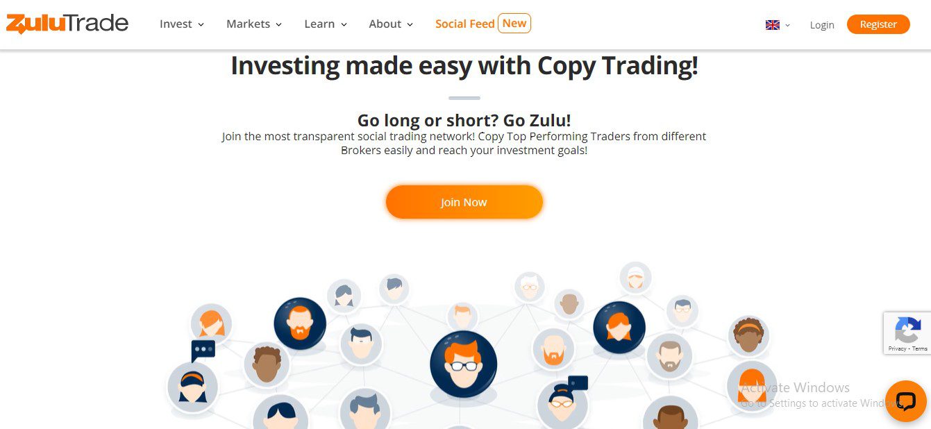 Screenshot from the Home page of the Zulu trade website