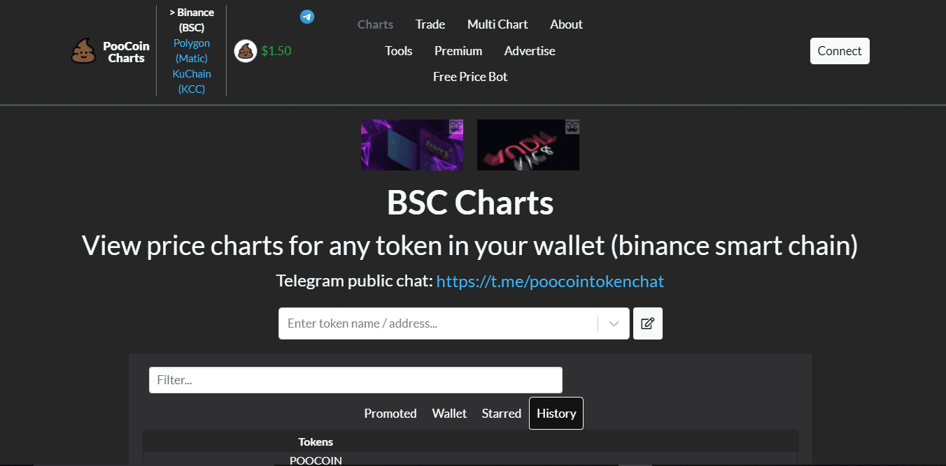 Screenshot from the Home page of Poocoin website