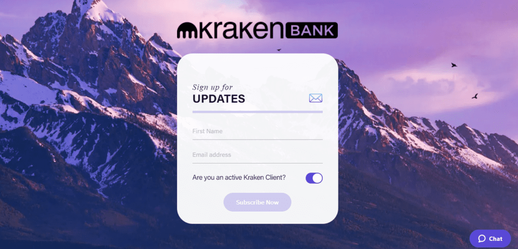 Screenshot of the Kraken Bank section on Kraken Broker website