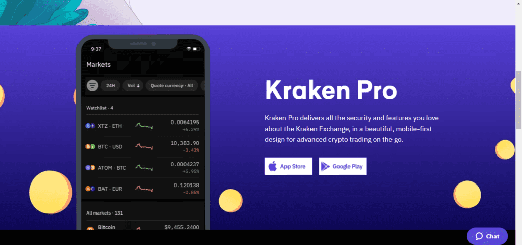 The screenshot which shows the Kraken Pro Platform details from the Home page of the Kraken Broker website