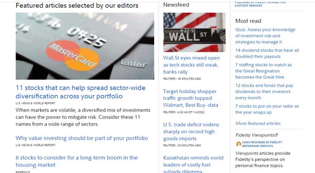 A screenshot of the page from the Education & Research section of the Fidelity Broker website
