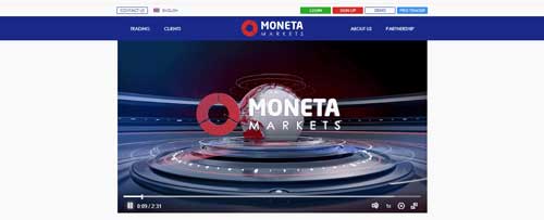 A screenshot that shows the information about market news on the Moneta Markets website