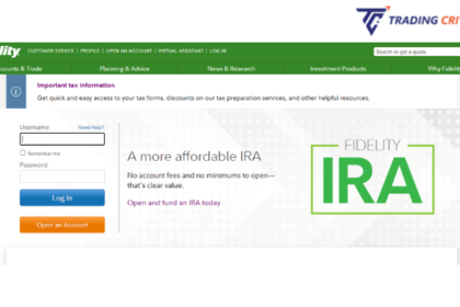 A screenshot of the home page of the website of Fidelity Broker