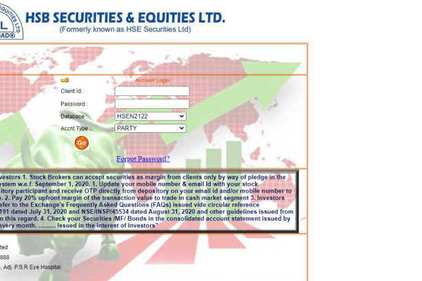 Screenshot from the Home page of HSB securities website