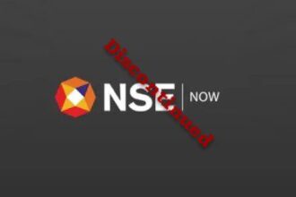 The Image shows the Logo of NSE Now with Discontinued Stamp on it