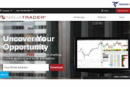 A screenshot of the home page of the Ninja Trader website