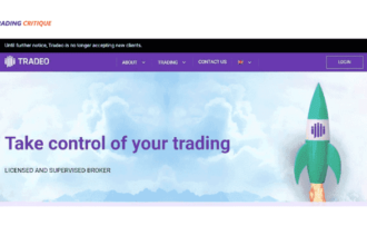 A screenshot from the home page of the TRADEO website