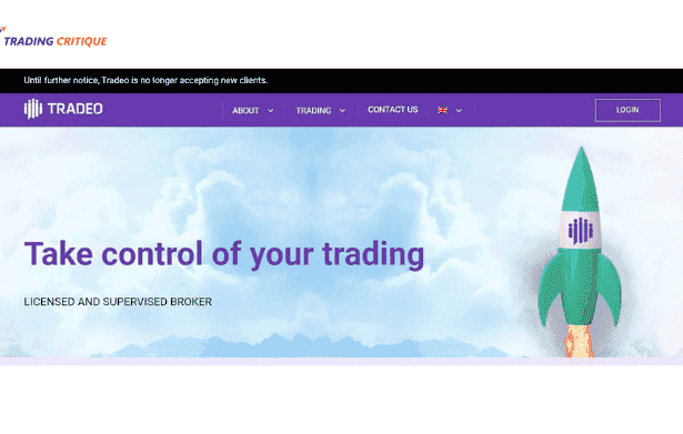 A screenshot from the home page of the TRADEO website