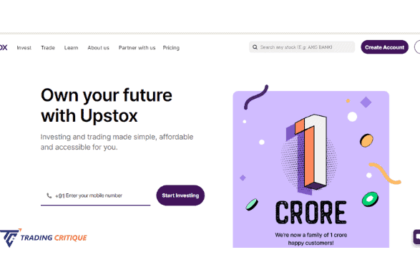 Screenshot from the Home page of the Upstox website